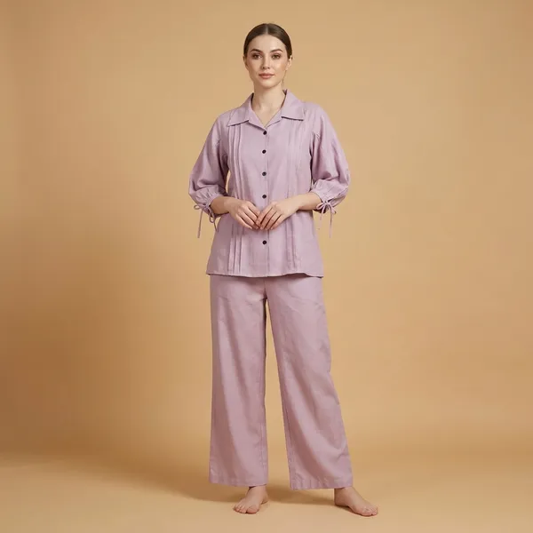 Lavender_Roman_Silk_Relaxed_Fit_Sleepwear_Co-Ord_Set_For_Women