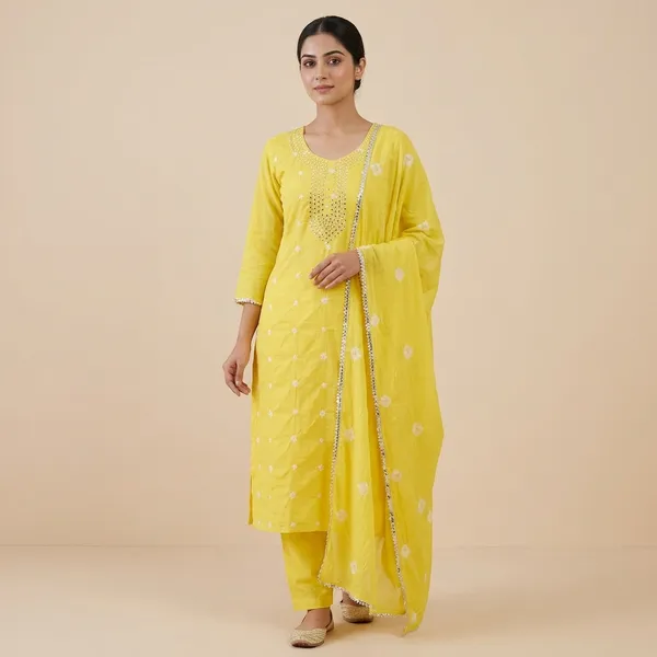 Yellow_Cotton_Embroidered_Unstitched_Suit_Set_For_Women