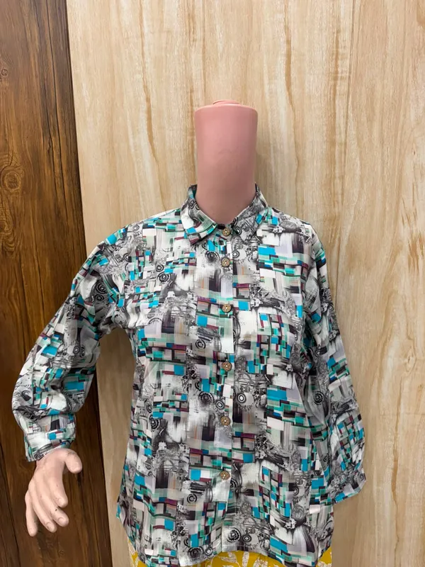 Multicolor_Abstract_Print_Button-Down_Shirt_for_Women