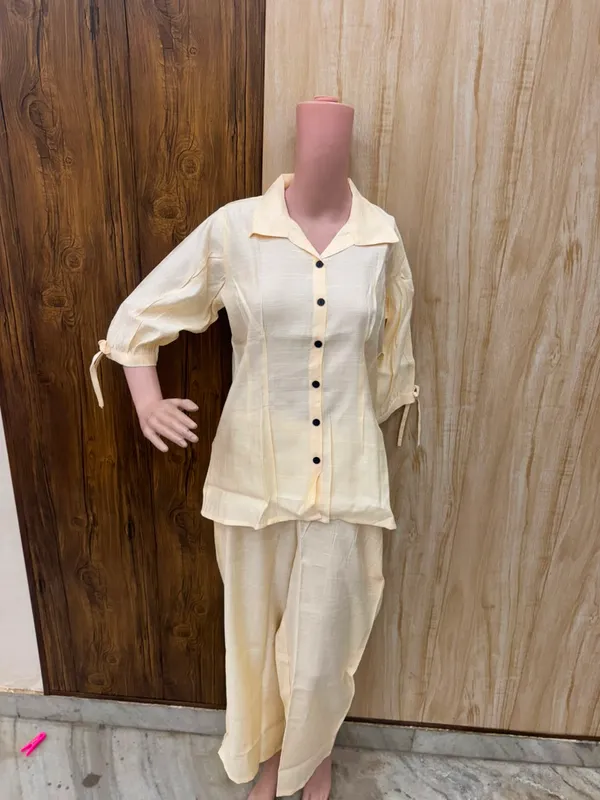 Cream_Shirt_Style_Co_Ord_Set_for_Women