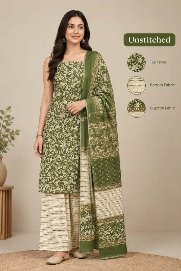 Multicolour_Unstiched_Leafy_Floral_Printed_Suit_Set_For_Women