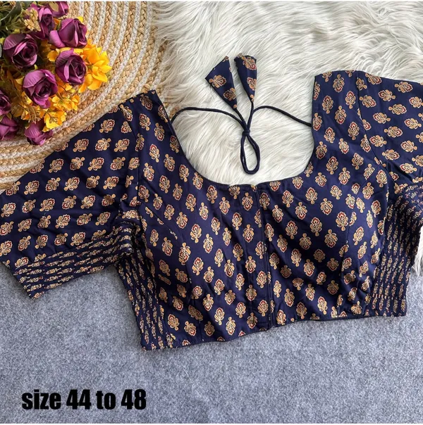 Navy_Printed_Puff_Sleeve_Blouse_for_Women