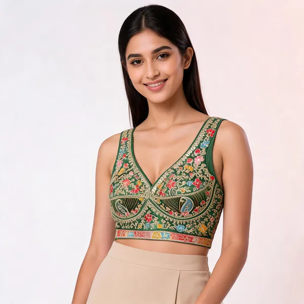 Green_Satin_Embroidered_Ethnic_Fancy_Blouse_For_Women