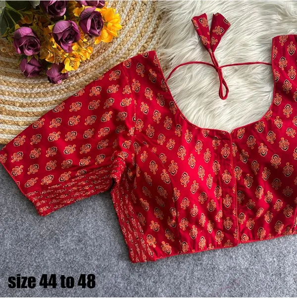 Red_Printed_Puff_Sleeve_Saree_Blouse_for_Women
