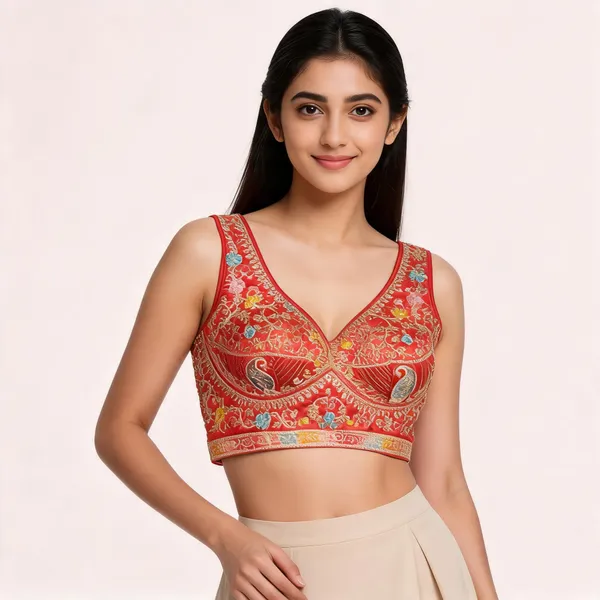 Red_Satin_Embroidered_Ethnic_Fancy_Blouse_For_Women