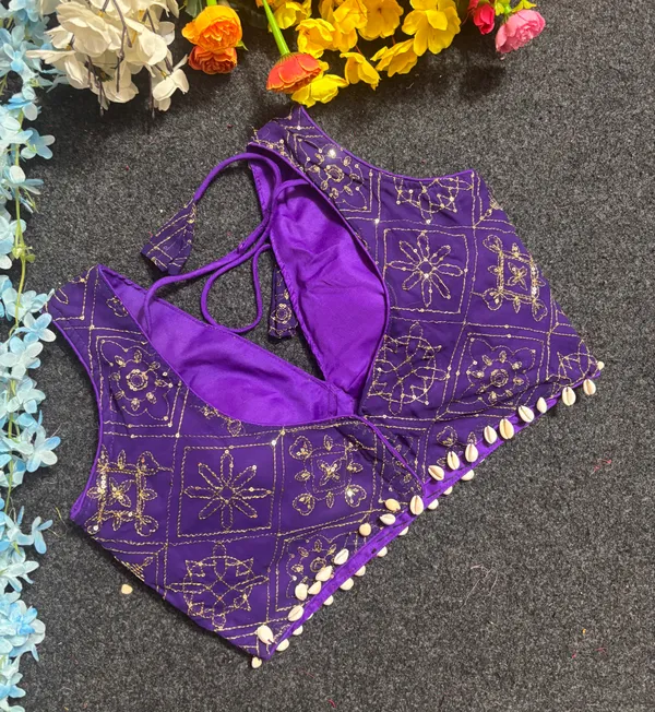 Purple_Georgette_Embroidered_Saree_Blouse_For_Women