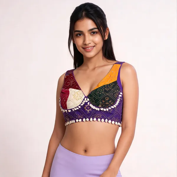 Purple_Georgette_Embroidered_Saree_Blouse_For_Women