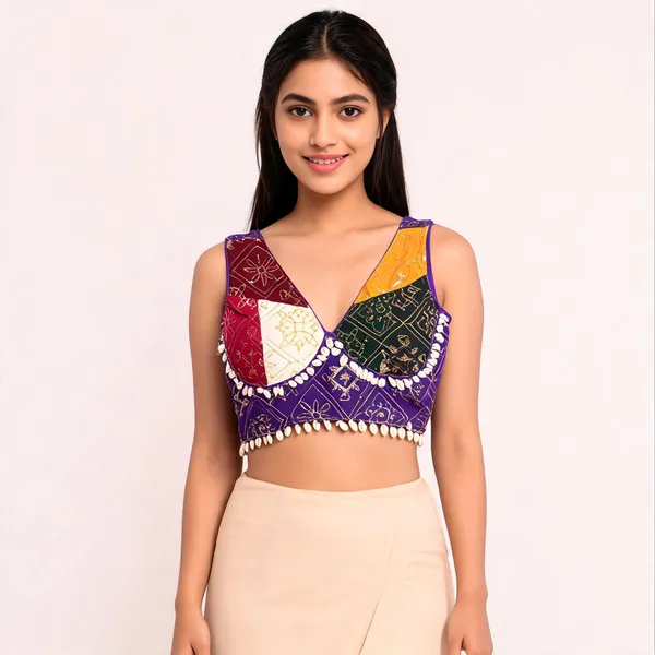 Purple_Georgette_Embroidered_Saree_Blouse_For_Women