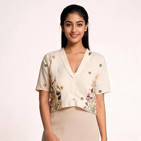 Cream_Cotton_Floral_Embroidered_Fancy_Blouse_For_Women