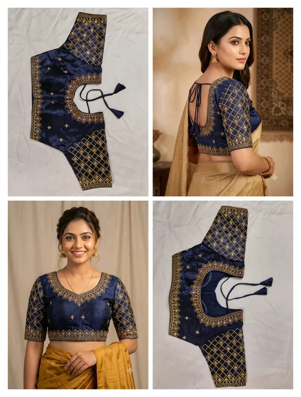 Navy_Blue_Embroidered_Saree_Blouse_for_Women