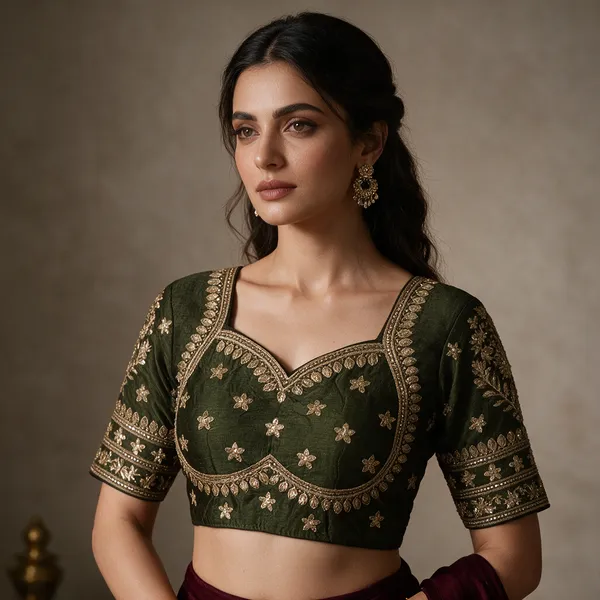 Dark_Green_Embroidered_Ethnic_Blouse_for_Women