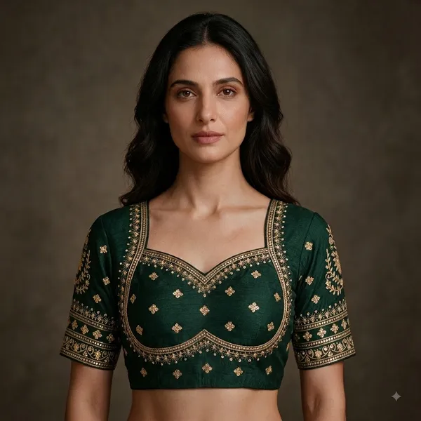 Dark_Green_Embroidered_Ethnic_Blouse_for_Women