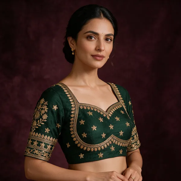 Dark_Green_Embroidered_Ethnic_Blouse_for_Women