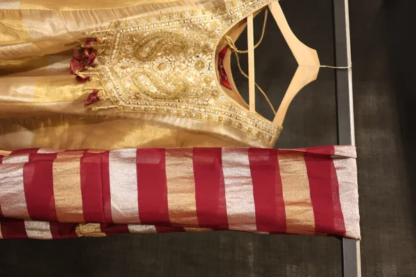 Red_And_Cream_Tissue_Relaxed_Anarkali_Suit_Set_For_Women