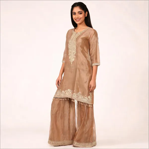 Brown_Tissue_Straight_Fit_Sharara_Set_For_Women