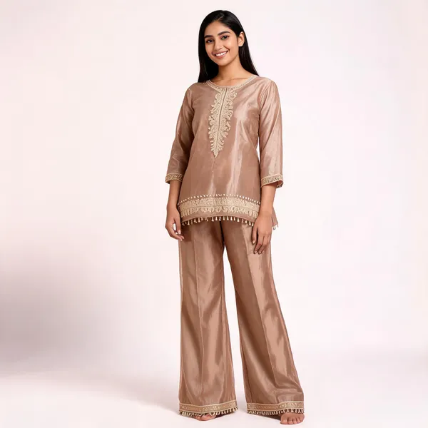 Brown_Tissue_Straight_Fit_Sharara_Set_For_Women