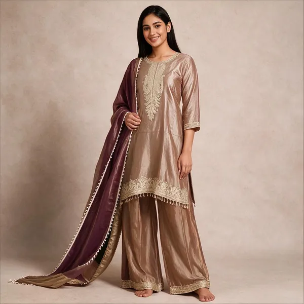Brown_Tissue_Straight_Fit_Sharara_Set_For_Women