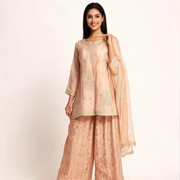 Peach_Tissue_Floral_Print_Sharara_Set_For_Women