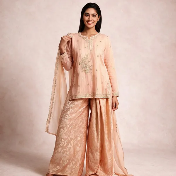 Peach_Tissue_Floral_Print_Sharara_Set_For_Women