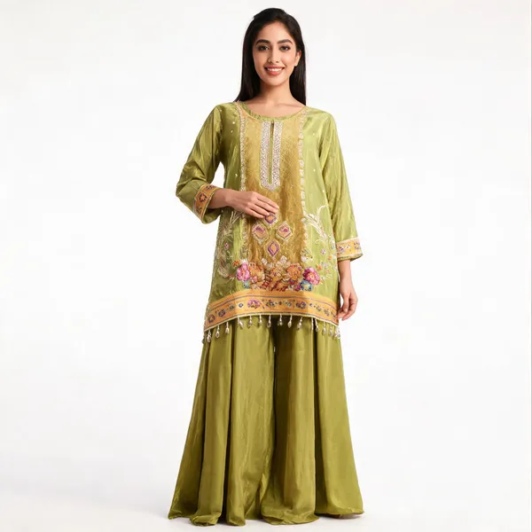 Olive_Green_Silk_Floral_Embroidered_Ethnic_Sharara_Set_For_Women