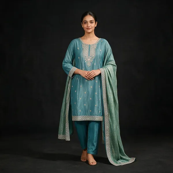 Teal_Tissue_Cambric_Embroidered_Ethnic_Sharara_Set_For_Women