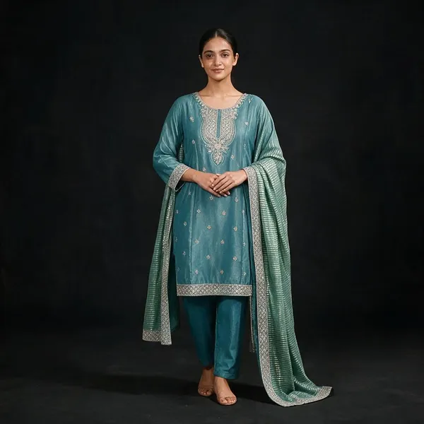 Teal_Tissue_Cambric_Embroidered_Ethnic_Sharara_Set_For_Women
