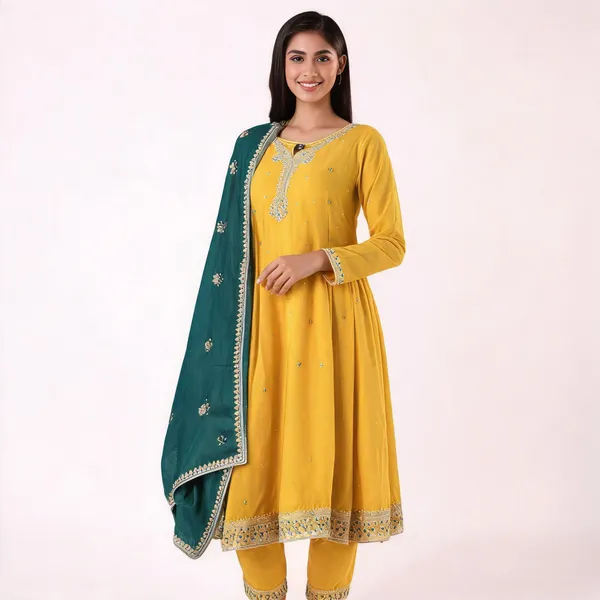 Yellow_Georgette_Straight_Embroidered_Anarkali_Suit_Set_For_Women
