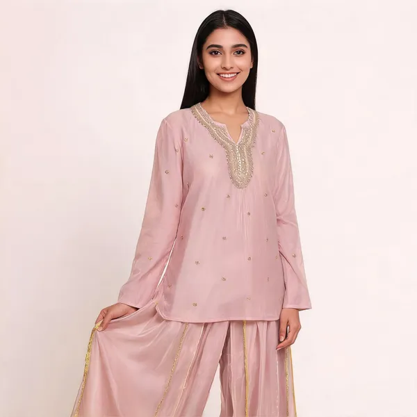 Pink_Tissue_Relaxed_Sharara_Set_For_Women