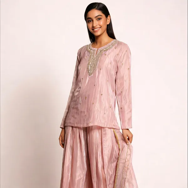 Pink_Tissue_Relaxed_Sharara_Set_For_Women