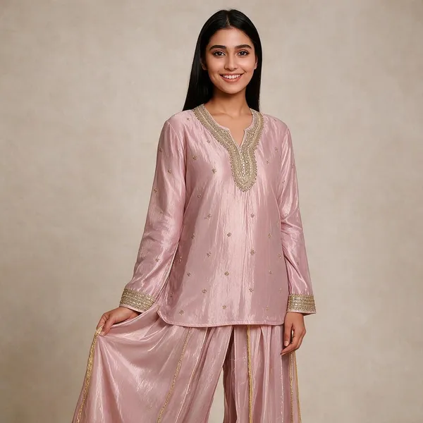 Pink_Tissue_Relaxed_Sharara_Set_For_Women