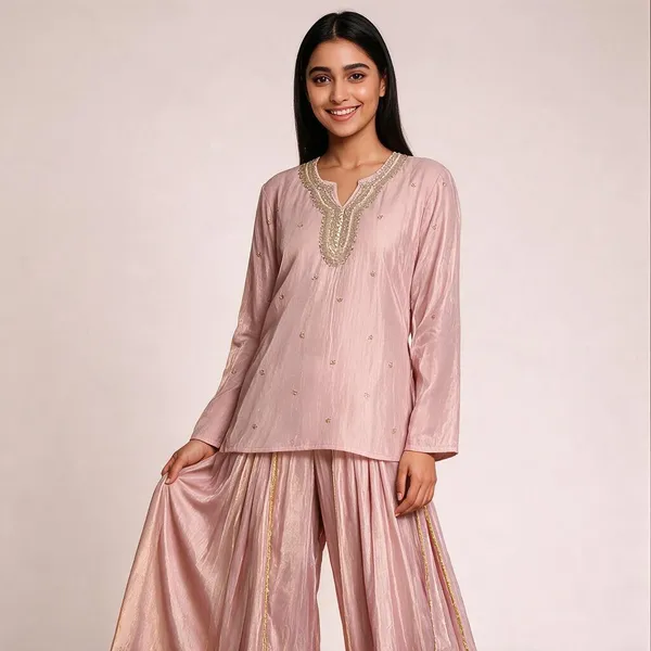 Pink_Tissue_Relaxed_Sharara_Set_For_Women