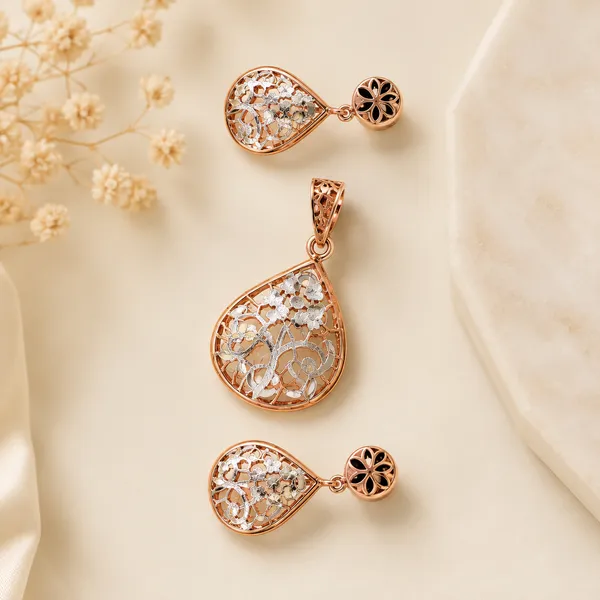 Rose_Gold_925_Sterling_Silver_Teardrop_Pendant_And_Earrings_Set_For_Women