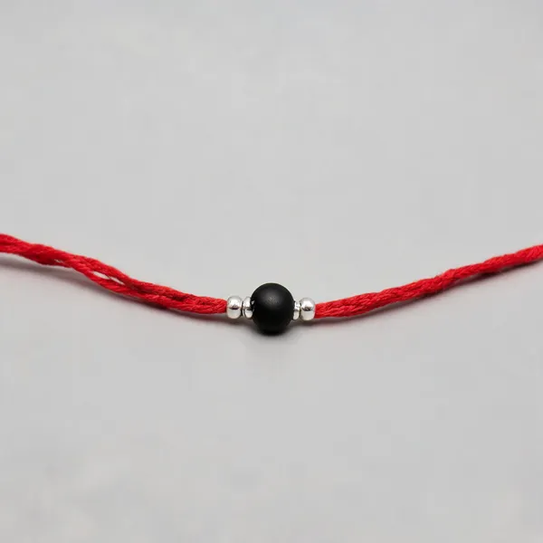 Green_Red_Thread_925_Silver_Leaf_Rakhi_For_Men