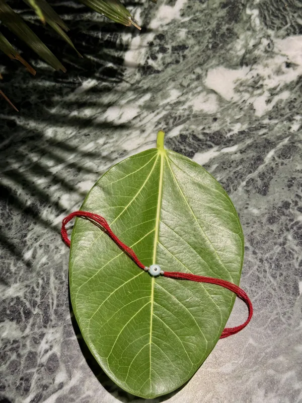 Green_Leaf_Red_Thread_925_Silver_Rakhi_For_Men