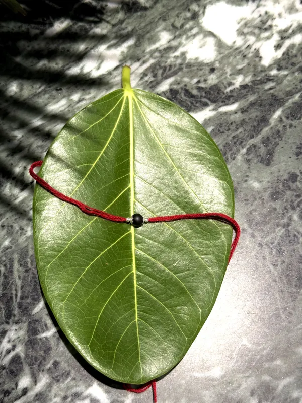 Green_Red_Thread_925_Silver_Leaf_Rakhi_For_Men