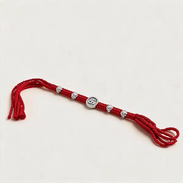 Red_925_Silver_Swastik_Motif_Rakhi_For_Men