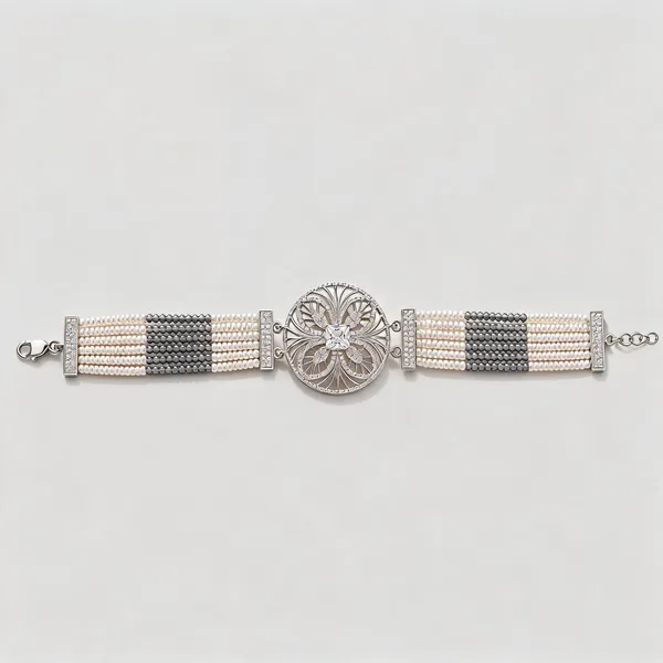 Silver_925_Sterling_Silver_Pearl_Beaded_Bracelet_For_Women