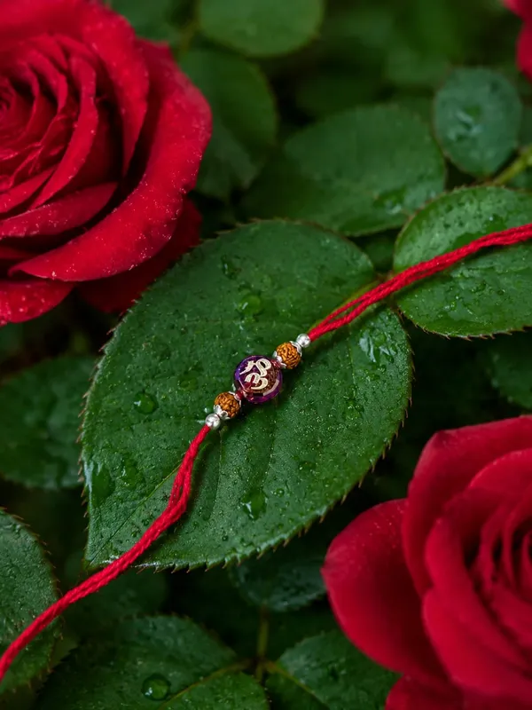 Red_925_Silver_Beaded_Thread_Rakhi_For_Men
