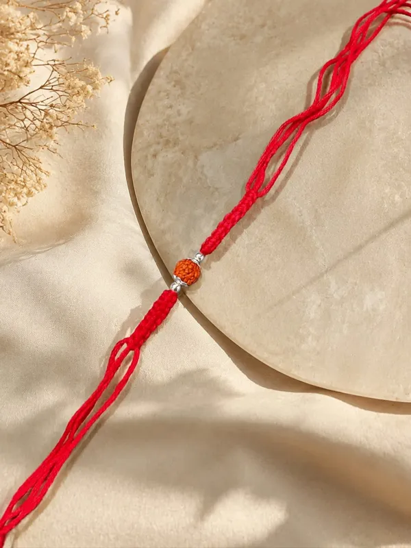 Red_Thread_Textured_Bead_925_Silver_Rakhi_For_Men