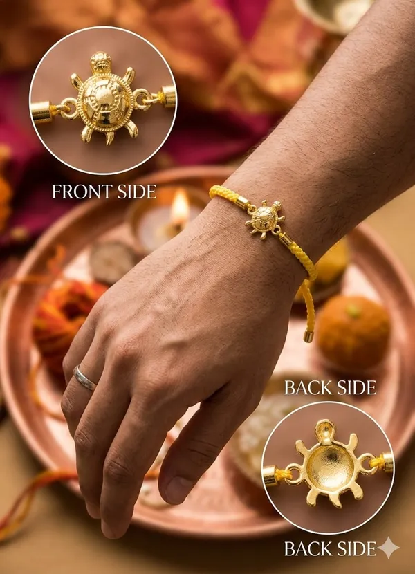 Yellow_Thread_925_Silver_Ornamental_Rakhi_For_Men