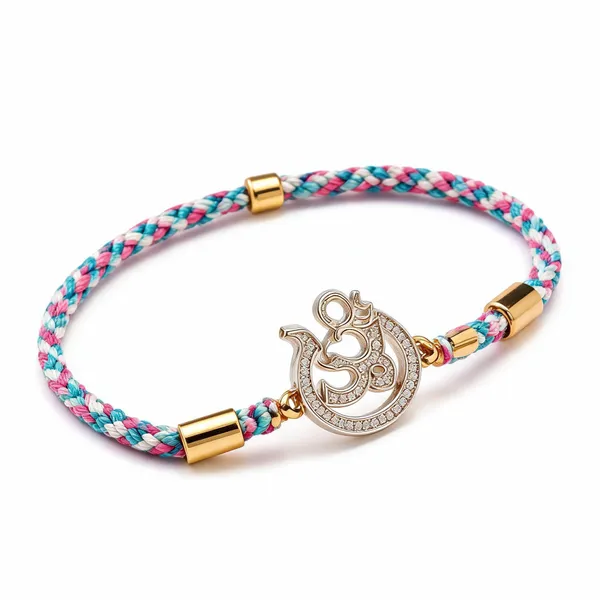 Multicolour_Thread_Om_925_Silver_Rakhi_Bracelet_For_Men