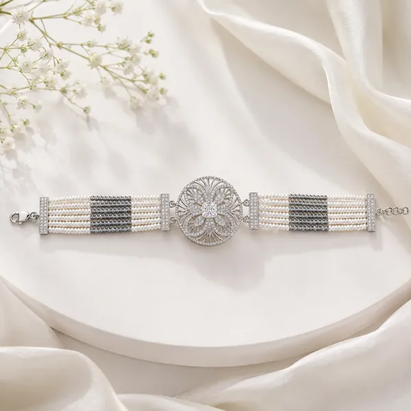 Silver_925_Sterling_Silver_Pearl_Beaded_Bracelet_For_Women