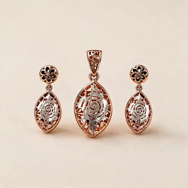 Rose_Gold_925_Sterling_Silver_Floral_Pendant_And_Earring_Set_For_Women