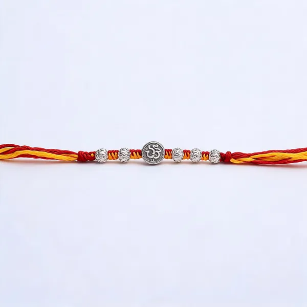 Red_Yellow_925_Silver_Om_Motif_Rakhi_For_Men