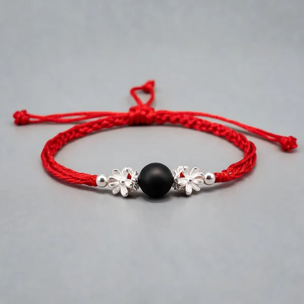 Red_And_Black_925_Silver_Thread_Bead_Bracelet_For_Men