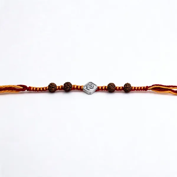 Red_Orange_Beaded_Charm_925_Silver_Rakhi_For_Men
