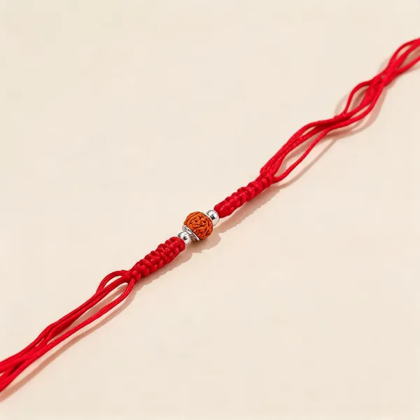 Red_Thread_Textured_Bead_925_Silver_Rakhi_For_Men