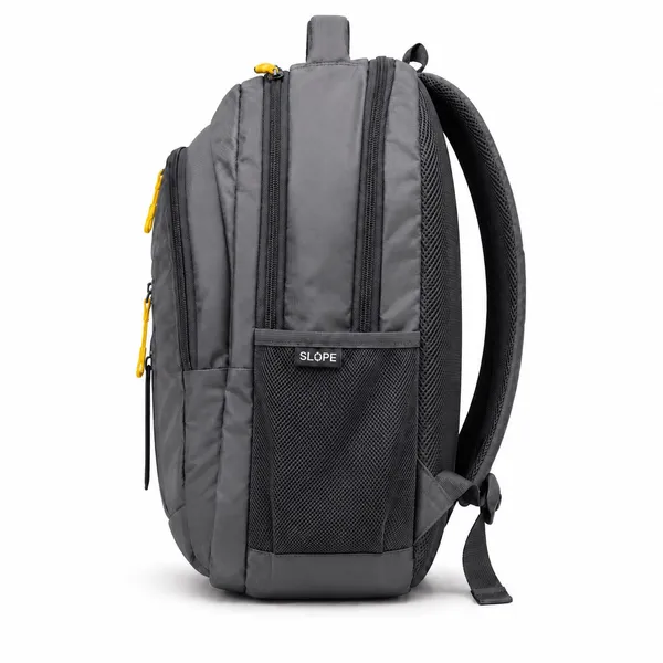 SLOPE_Grey_Zippered_Backpack