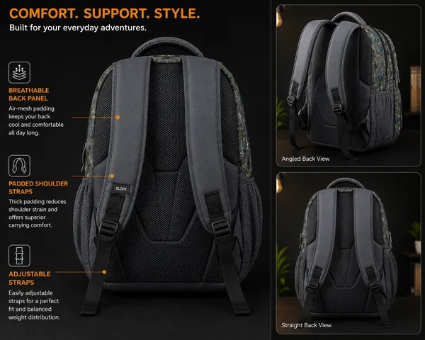 Grey_Polyurethane_Geometric_Print_Multi-Compartment_Backpack