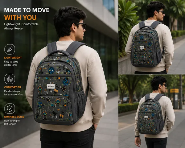 Grey_Polyurethane_Geometric_Print_Multi-Compartment_Backpack